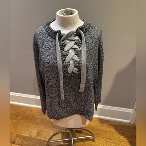 Aqua Gray Lace-Up Women's Sweater-like new